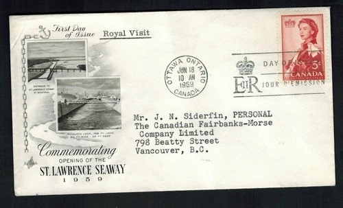Canada #386, 1959 5¢ Royal Visit, Artcraft cachet FDC