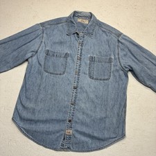VTG Levis Strauss Denim Shirt Button Men XL Work Country Western Stained Distres