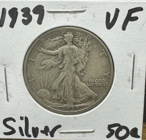 1939 Walking Liberty Half ½ Dollar 90% Silver VF
