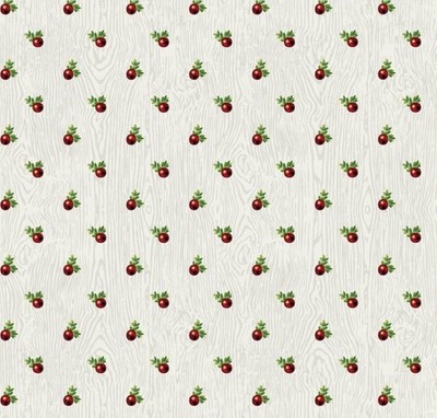 CLEARANCE - 2+YD 'WINTER LODGE' SMALL BERRIES ON WHITE FABRIC - STUDIO E