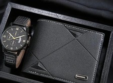 Men's Black Watch and Wallet Set