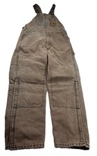 VTG Carhartt Bib Overalls Mens 32x32 Chestnut Quilt Lined Duck R27CHT