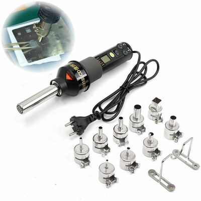 220V/110V Digital LCD Hot Air Soldering Station With 9 Replaceable Nozzles