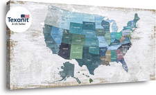Map of the United States Wall Decor Map Canvas Wall Art for Wall Decoration Wood