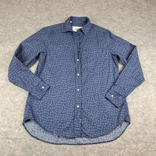 Grayson Shirt Women Extra Small Blue Floral Hero Button Cotton Career Classic
