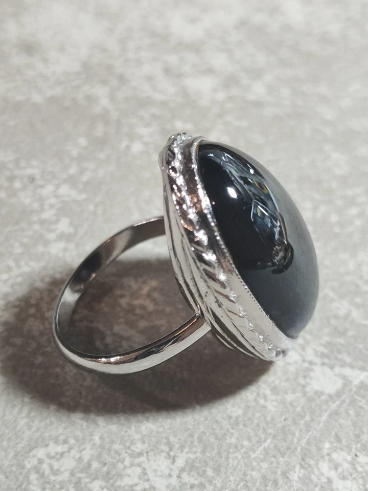 Регулируемое кольцо Park Lane из серебра и черного стекла с плетеной установкой - Изображение 2 из 4