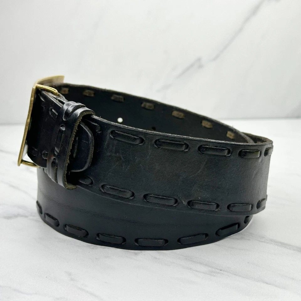 DKNY Vintage Black Genuine Leather Laced Western Style Belt Size Small S - Image 3 of 4