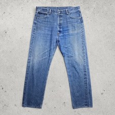 Vintage 2000s Levis 501 Mens 40x36 Medium Wash Faded Denim Jeans Blue Whiskers