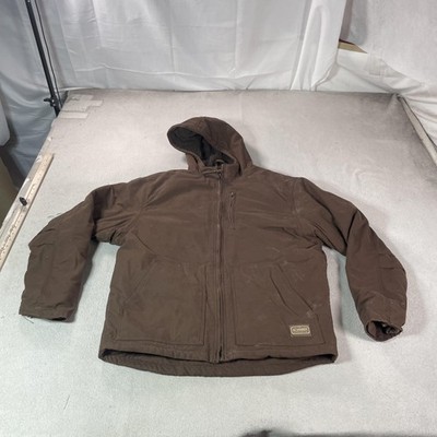 C E Schmidt Chore Jacket Mens L T Brown Hooded Canvas Insulated Outdoor Workwear
