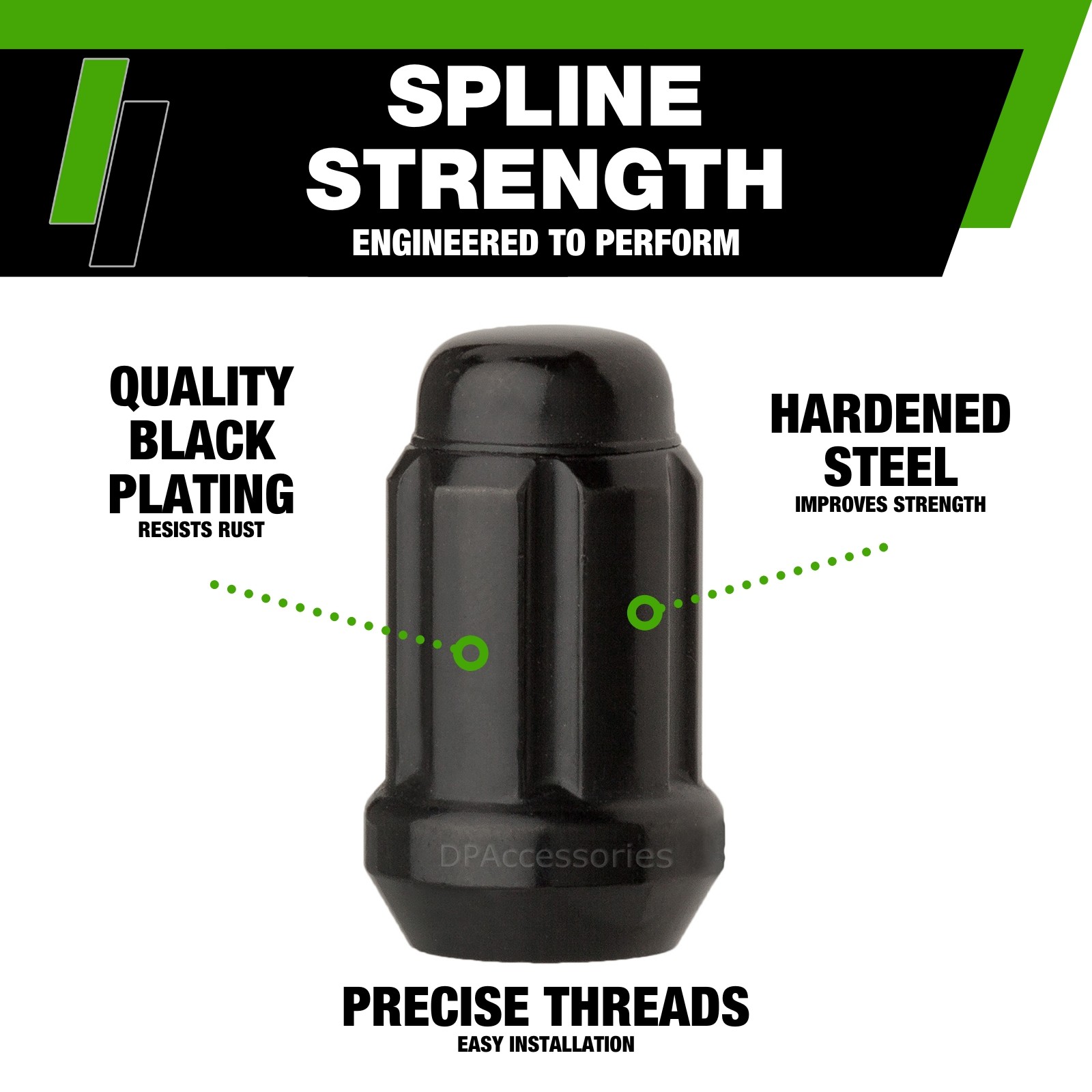 Black Lug Nuts for 1989-1991 Chrysler TC Maserati with Aftermarket Wheels