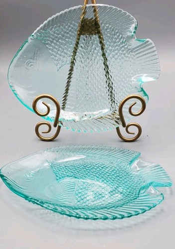 Türkis Aqua Blau Glas Fisch Form Teller 2er Set Salat Wüste Vorspeise Arcoroc?