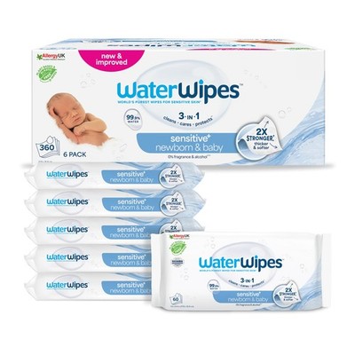 WaterWipes Sensitive+ Newborn & Baby Wipes, Feuchttücher für Neugeborene und Bab