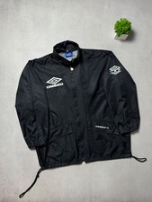 Vintage Very Rare Umbro Pro Training Windbreaker Jacket Big Logo Black 90s