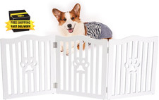 Pet Gate, Wooden Free Standing Dog Gate for Small Dogs and Cats. Great Folding F