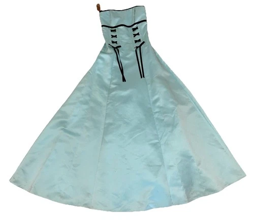 Jessica McClintock Gunne Sax Dress Gown Blue 1/2 90’s Vintage Strapless