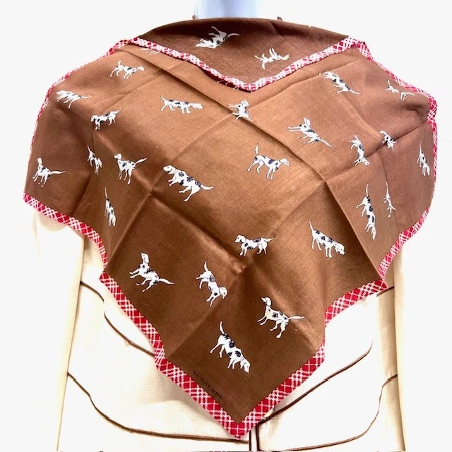 Sin usar - Mini bufanda/pañuelo Burberry algodón 19" marrón oscuro rojo Nova (85 Foto 3 de 4