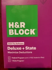 2024 H&R Block Deluxe + State Tax Software PC 2024  ** Ebay messaging Delivery**