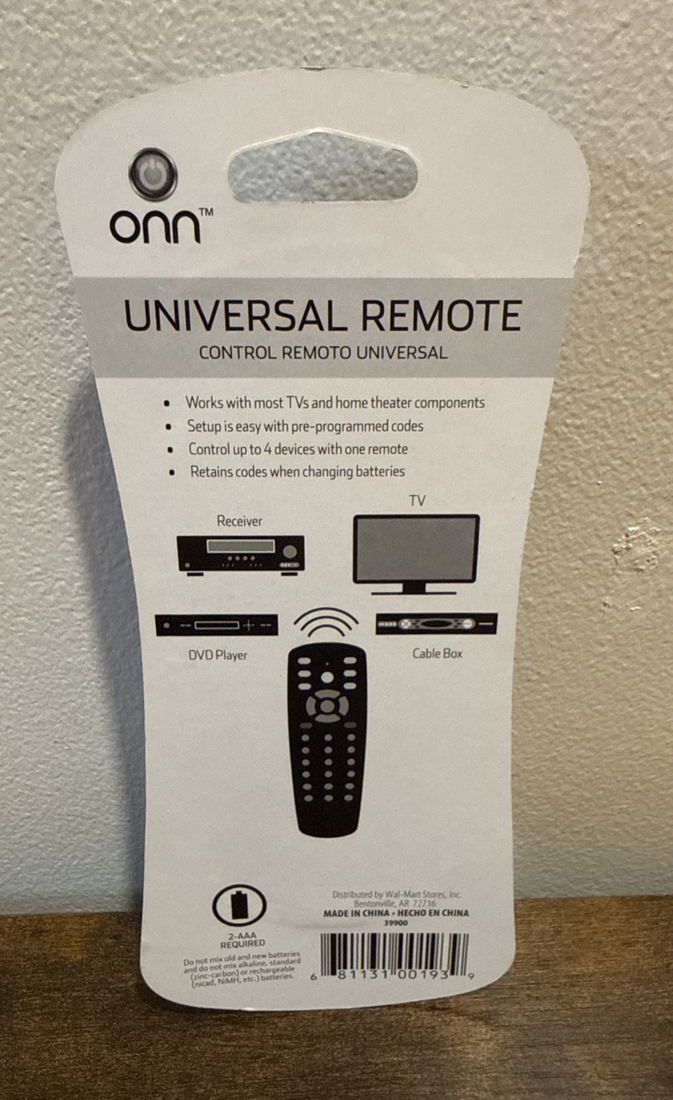 New Onn 4 Device Universal Remote Receiver TV DVD Player Cable Box