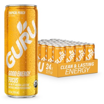 Organic Tropical Punch Energy Drinks with Plant-Based Caffeine - 140MG, Vegan,