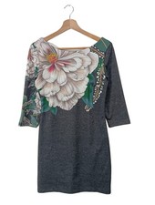 DESIGUAL Tunikakleid Damen Kleid Gr. DE 36 wollweiß-grün-hellgrau Elegant