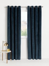John Lewis Velvet Pair Lined Eyelet Curtains - Navy - W228 x Drop 274cm A