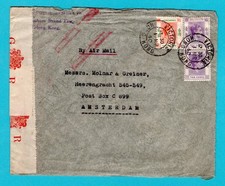 HONG KONG censored air cover 1940 Victoria to Netherlands cancelled air mail Lon