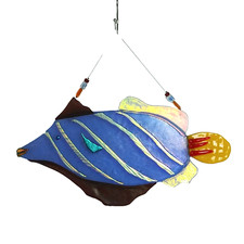 Handmade Iridescent Fused Glass Art Fish Suncatcher Window Wall Hanging 13"