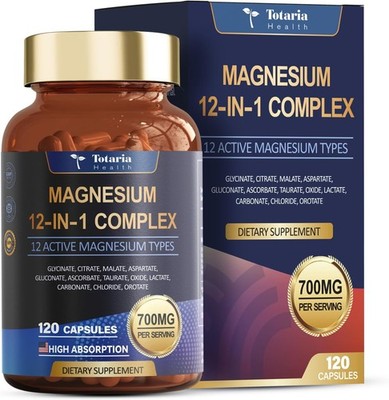 Totaria Magnesium Complex 700mg 12 in 1 Magnesium Supplement w/Glycinate Citrate
