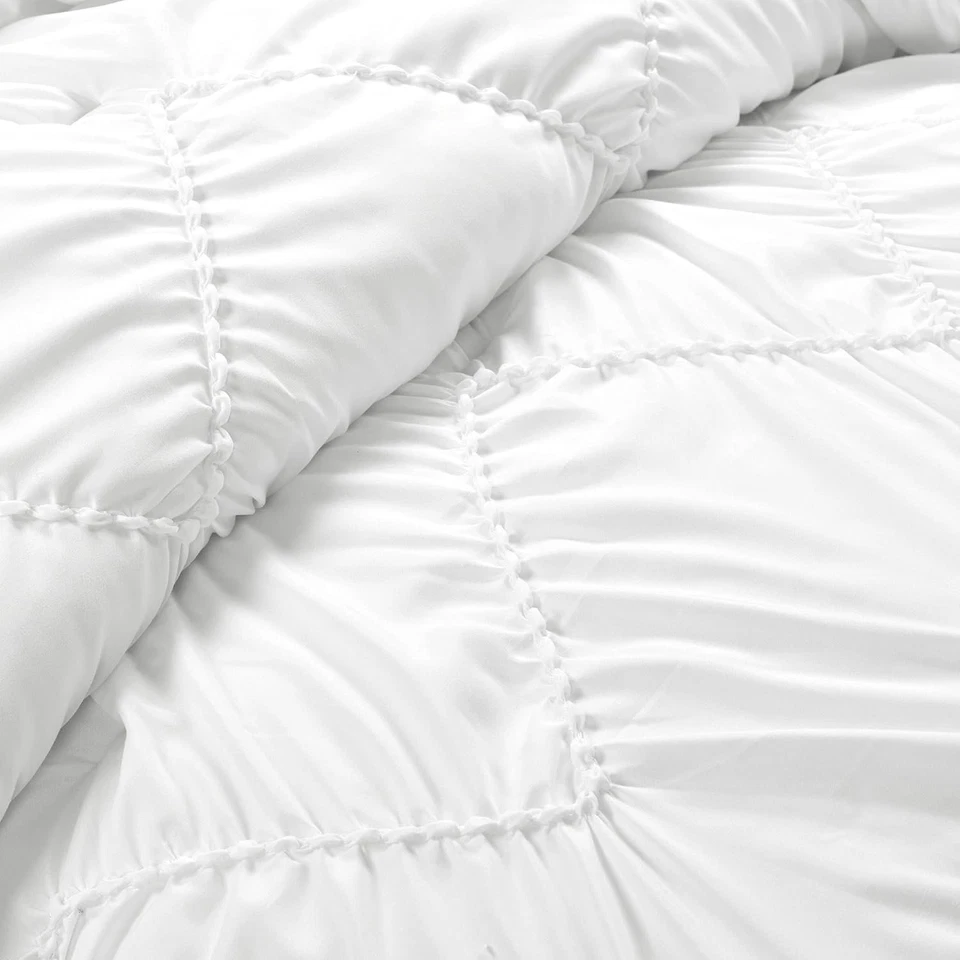 Hermoso LUSH DECOR Juego de Edredón Chevron Acanalado 2 Piezas, Doble/Doble-XL, Blanco Foto 4 de 4