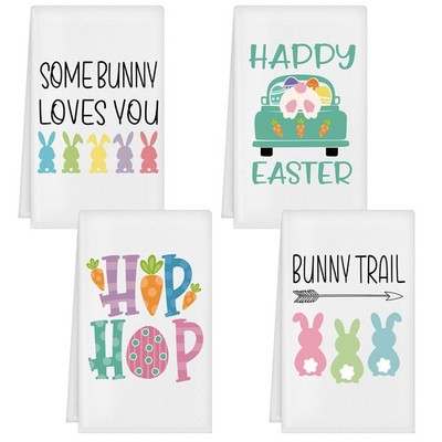 Moukeren Set of 4 Happy Easter Kitchen Towels 26 x 16 Large, Multicolored 