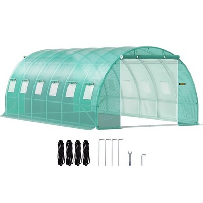 20x10 ft Walk-in Tunnel Greenhouse, Portable Hot House with Galvanized Steel Fra