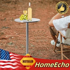 Sliver Adjustable Height Pub Bar Cocktail Table 360 Swivel Round W/Flip-up Table