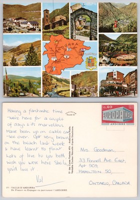c31292 Karte Multiview Andorra Postkarte 1969 Stempel