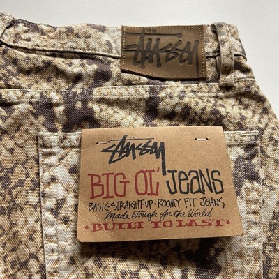 Stussy Washed Canvas Big Ol' Jeans Python Print Size 32 Relaxed
