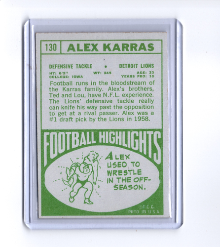 1968 Topps FB Alex Karras Detroit Lions #130 ⭐️💥🎯EX - Bild 2 von 2
