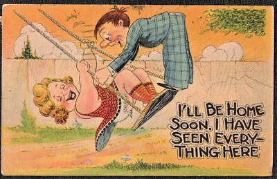 Vintage Postcard I'll Be Home Soon, I Have Seen Every Thing Here 1945 LINEN