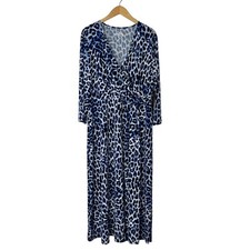 Investments Soft Separates Women’s Dress Midi Black Blue Faux Wrap Sz XL NWT