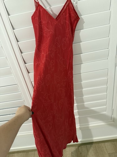 Silk Laundry 90’s Slip dress Red Tulips Size S 100 % Silk - Picture 4 of 7