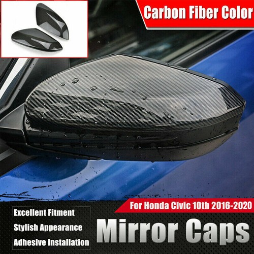 2PCS For HONDA CIVIC 2016-2020 ABS Carbon Fiber Side Rearview Mirror Cover Cap