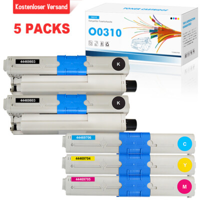5er Set Toner XXL für OKI C 310 DN C 330 DN C 331 DN C 510 DN C 511 DN MC 562 DN