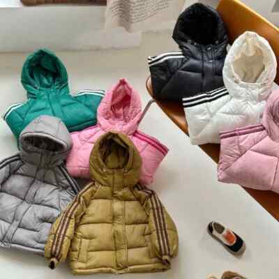 Hooded Kids Jacket Warm Girls Boys Casual Coats Outerwear Windproof Down Jackets