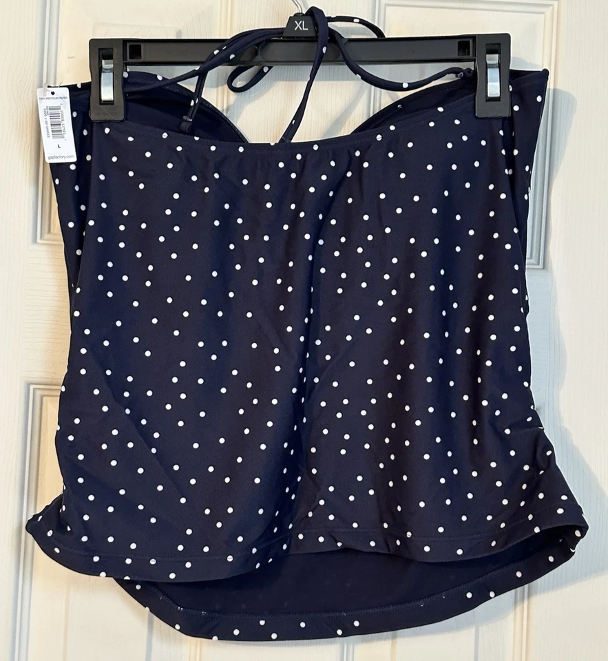 Camiseta Tankini Halter LOVE by GAP Para Mujer Azul Marino Blanco Lunares L Nueva con Etiquetas Foto 2 de 2