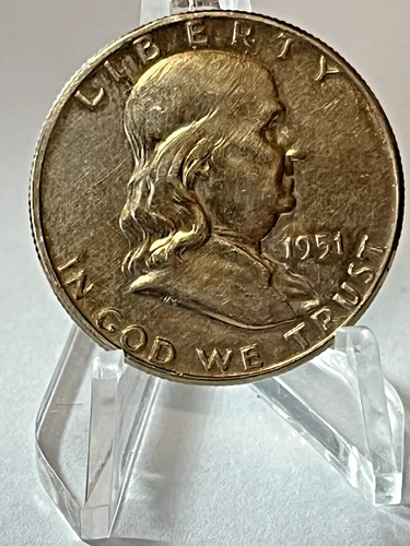 1951-S Franklin Silver Half Dollar DEEP TONING #6-46 AU/BU
