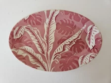 1956  WALLACE CHINA Restaurant Ware RED BURGUNDY SHADOW LEAF PLATTER TIKI BAR 