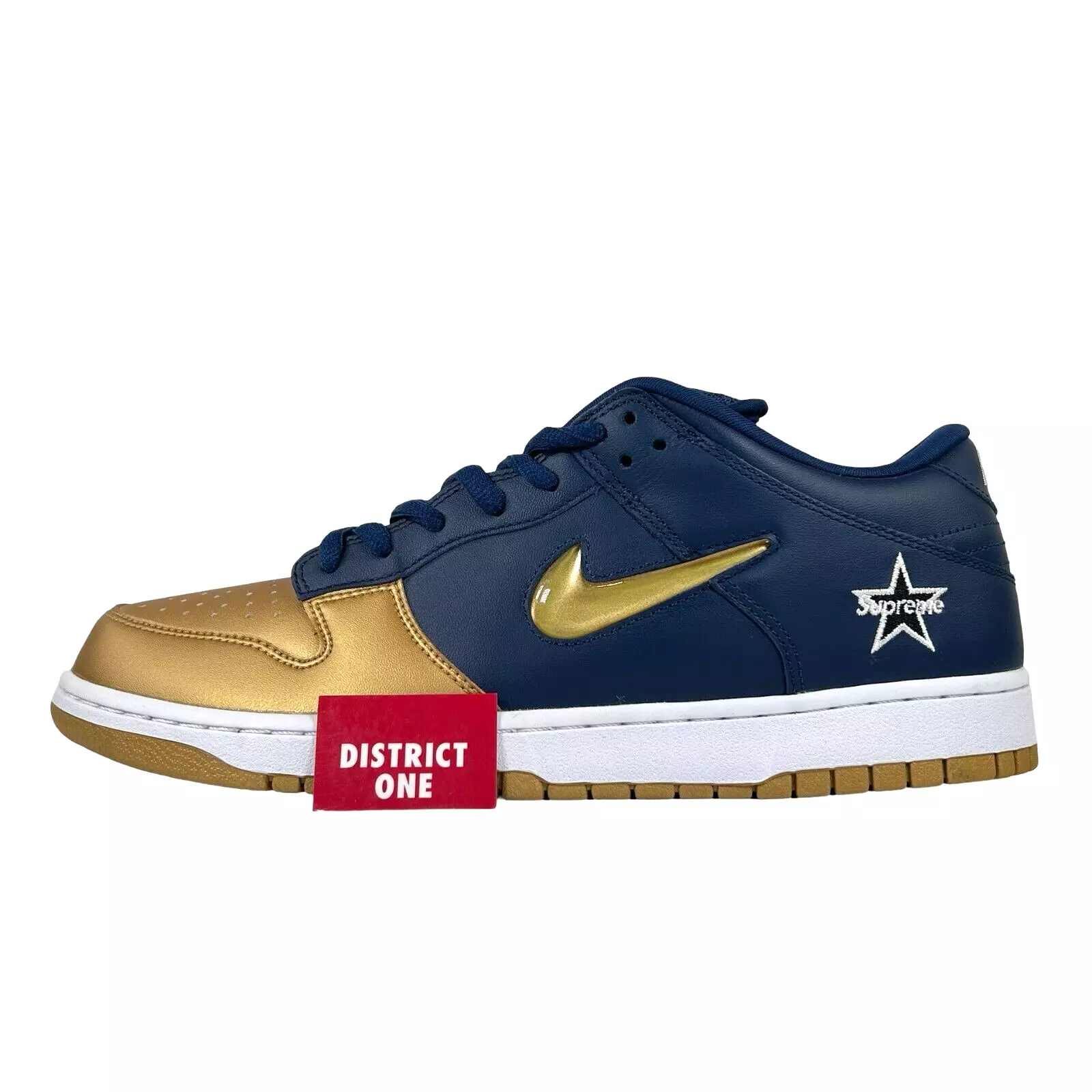 Supreme x Nike Dunk SB Low QS Jewel Swoosh métallisé or   Taille 12   CK3480 700