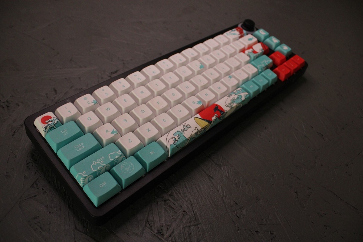 65% Japanese Themed Custom Made Mechanical Keyboard Lubed Switches