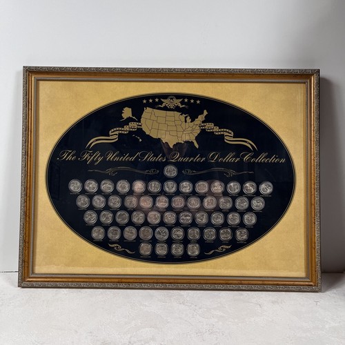 US Commemorative Gallery United States Quarter Dollar Collection Framed