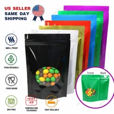 Smell Proof Mylar Foil Glossy Zip Food Lock Pouch Bags Sealable Clear Window