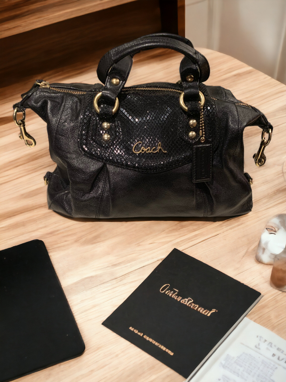 Coach Vintage Black & Gold Hardware Handbag No. K1280… Gem