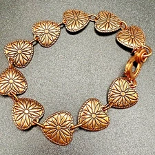 Wheeler Manufacturing Copper Heart Bracelet Southwestern Stamped Style 7.5"